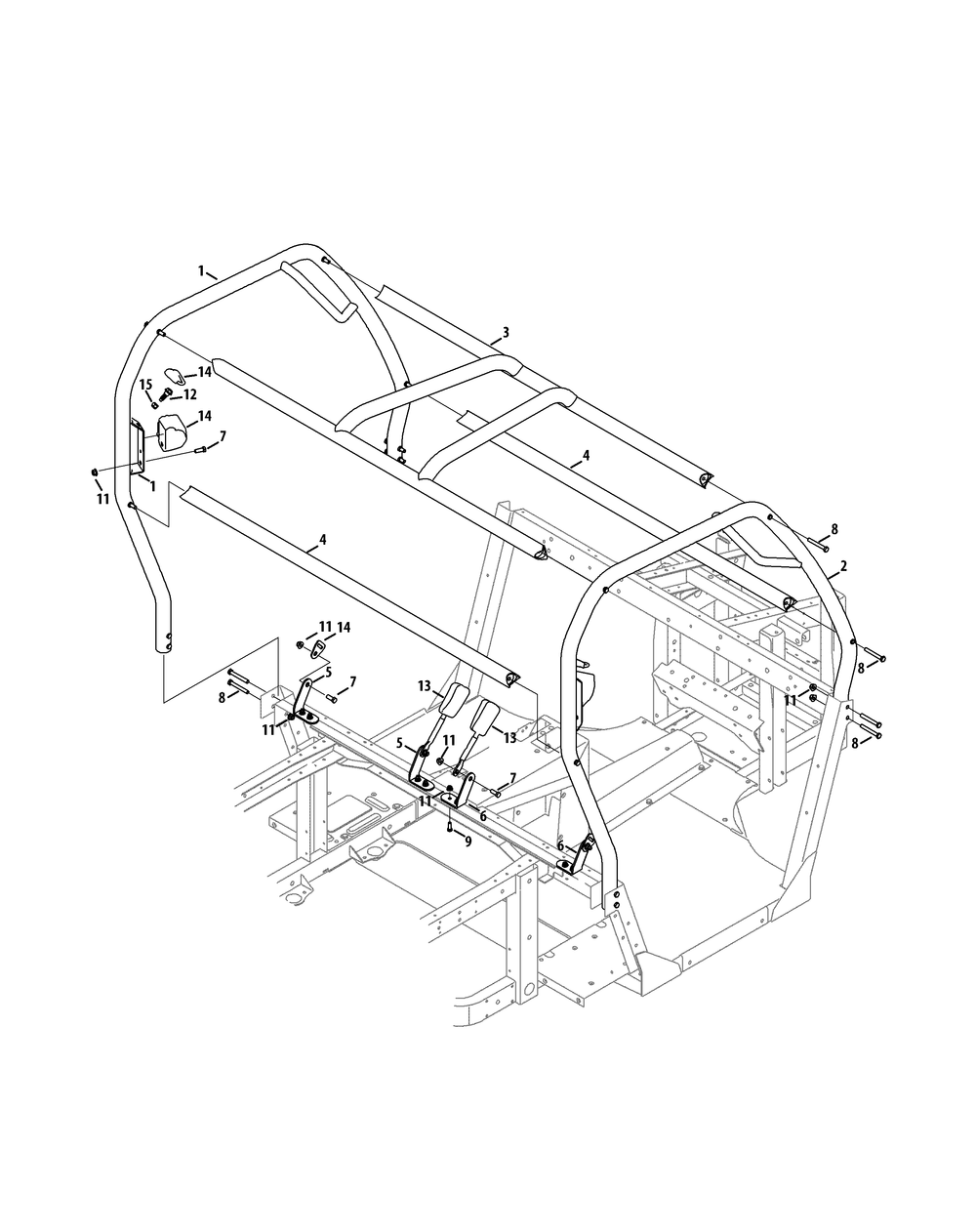 Operator Protective Structure And Seat Belts Diagram and Parts List for 465 4X4-EFI-1H030Z-1G192Z-37BMD710 Cub Cadet Lawn Tractor Accessories